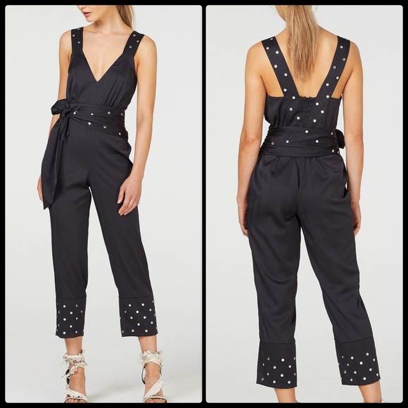 Stevie May Black Jumpsuit with White Accents - Picture 1 of 4